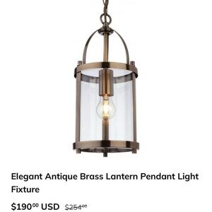 Elegant Antique Brass Lantern Pendant Light Fixture- 4 total